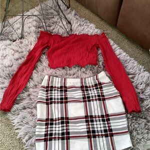 Red Plaid Women's Skirt